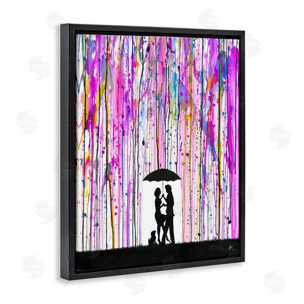 Stupell Industries Marc Allante | Bold Purple Rainfall Family Silhouette Wall Art