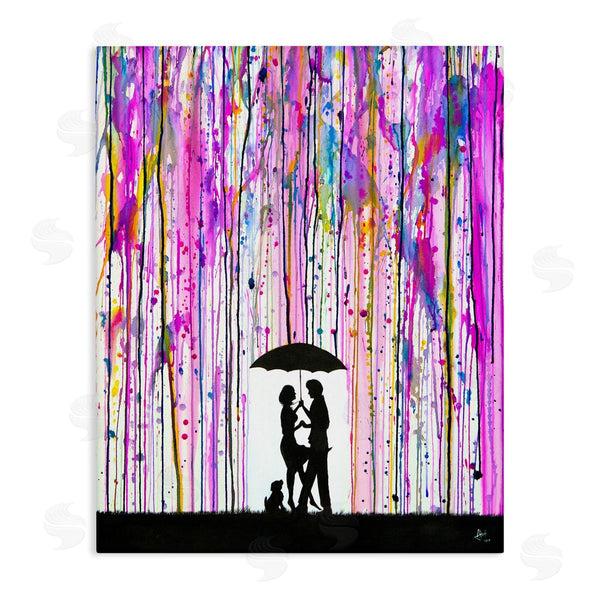 stupell industries Marc Allante | Bold Purple Rainfall Family Silhouette Wall Art