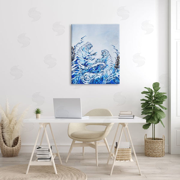 Stupell Industries Marc Allante | Dueling Tigers Ocean Waves Wall Art