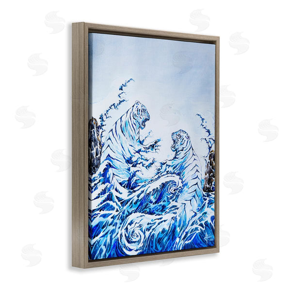 Stupell Industries Marc Allante | Dueling Tigers Ocean Waves Wall Art