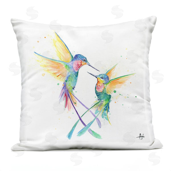 Stupell Industries Marc Allante | Fluttering Hummingbirds Pastel Rainbow Printed Throw Pillow