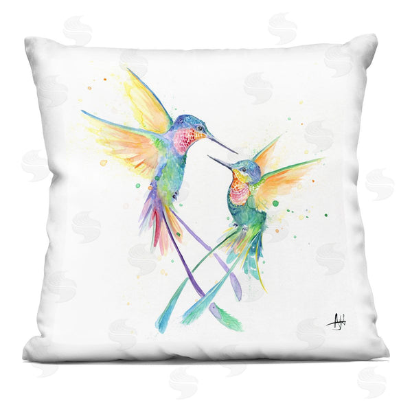 stupell industries Marc Allante | Fluttering Hummingbirds Pastel Rainbow Printed Throw Pillow