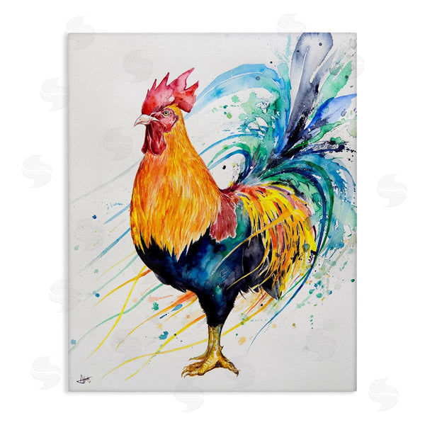 stupell industries Marc Allante | Modern Rooster Rainbow Splatter Wall Art