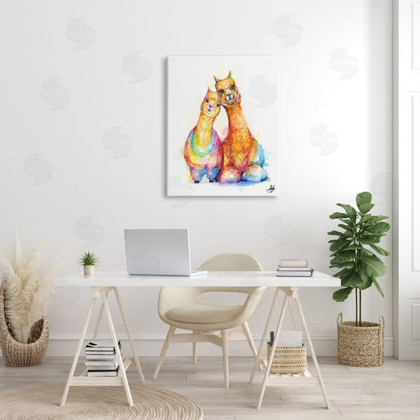 Stupell Industries Marc Allante | Smiling Alpacas Rainbow Animals Wall Art