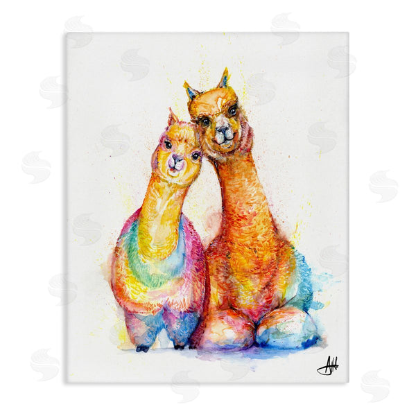 stupell industries Marc Allante | Smiling Alpacas Rainbow Animals Wall Art