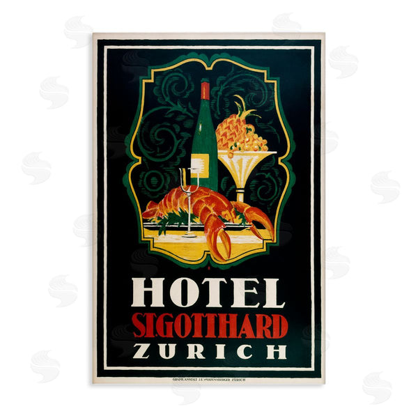 stupell industries Marcus Jules | Vintage Hotel Zurich with Lobster