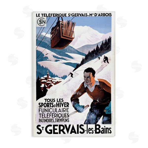 stupell industries Marcus Jules | Vintage Skiing Slopes Poster