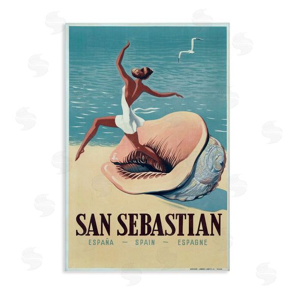 stupell industries Marcus Jules | Vintage Woman on Beach Advertisement