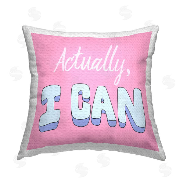 Stupell Industries Marcus Prime | Actually I Can Bold Pink Phrase Printed Throw Pillow