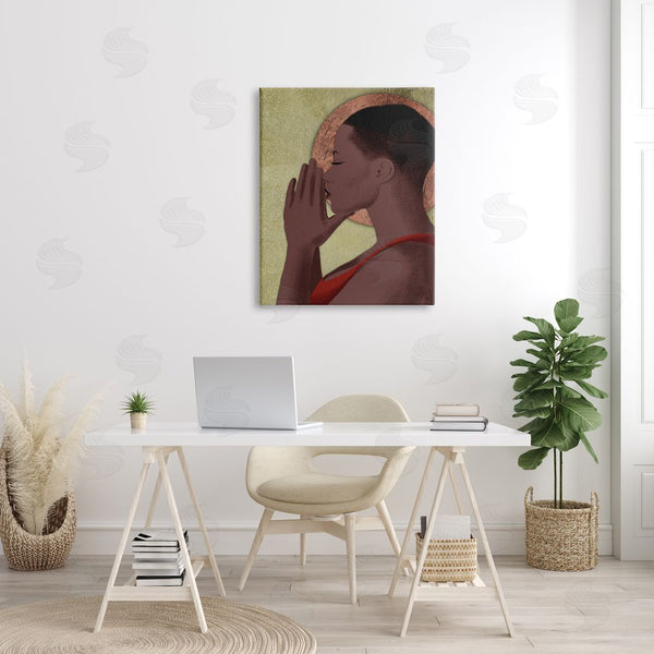 Stupell Industries Marcus Prime | African American Woman In Prayer Portrait Geometric Shapes Wall Art