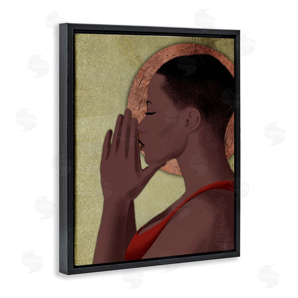 Stupell Industries Marcus Prime | African American Woman In Prayer Portrait Geometric Shapes Wall Art