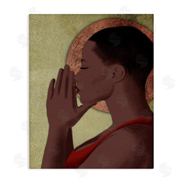 stupell industries Marcus Prime | African American Woman in Prayer Portrait Geometric Shapes Wall Art