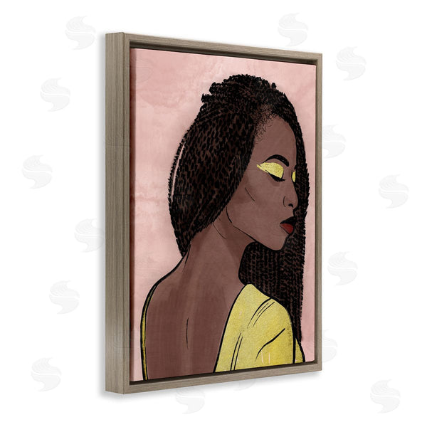 Stupell Industries Marcus Prime | African American Woman With Gold Glitz Eye Shadow Wall Art