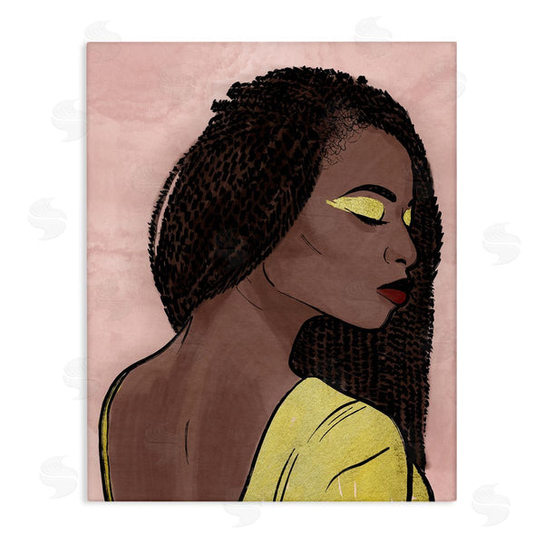 stupell industries Marcus Prime | African American Woman with Gold Glitz Eye Shadow Wall Art