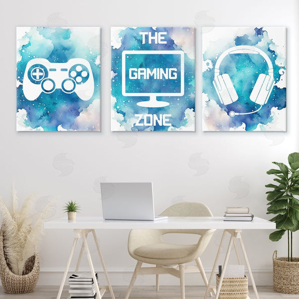 Stupell Industries Marcus Prime | Blue Gamer Splatters Wall Art