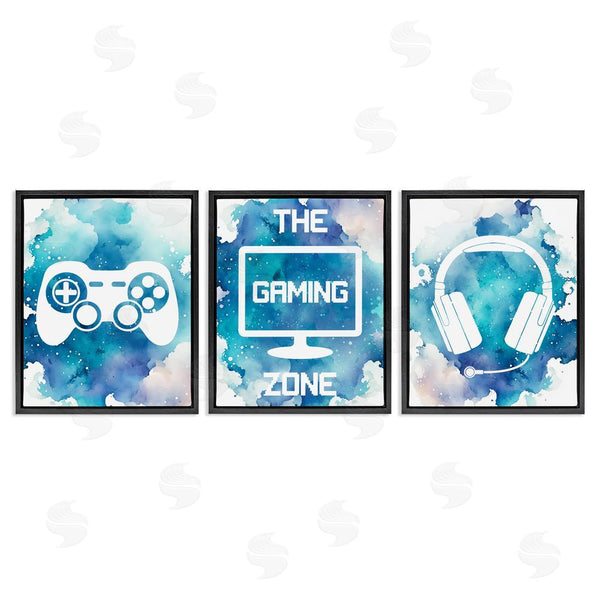Stupell Industries Marcus Prime | Blue Gamer Splatters Wall Art