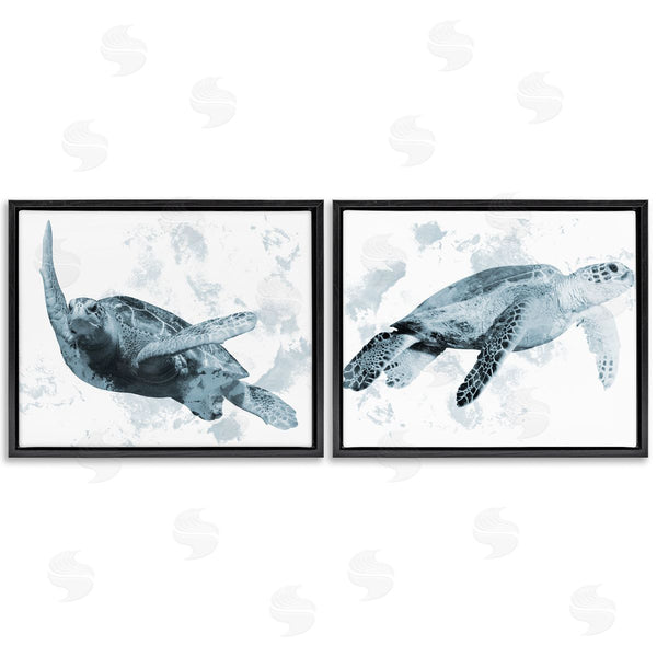 Stupell Industries Marcus Prime | Blue Weathered Turtle Portraits