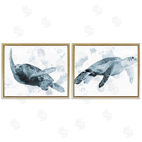 Stupell Industries Marcus Prime | Blue Weathered Turtle Portraits