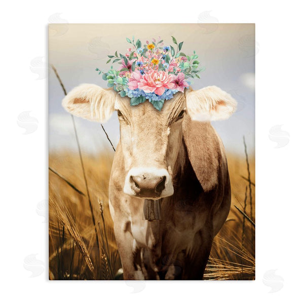 Stupell Industries Marcus Prime | Chatty Belle Cow With Florals Wall Art