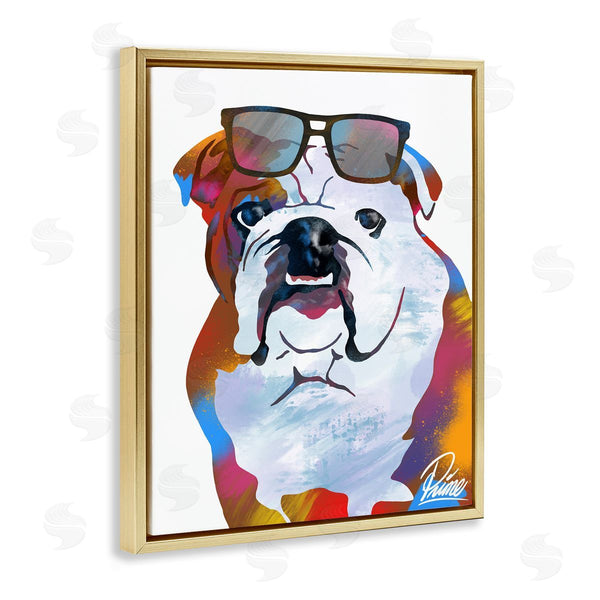 Stupell Industries Marcus Prime | Colorful Bulldog Portrait Stylish Sunglasses