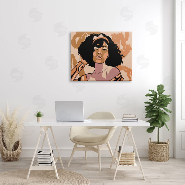 Stupell Industries Marcus Prime | Disco Party Abstract Female Portrait Orange Patterns Wall Art