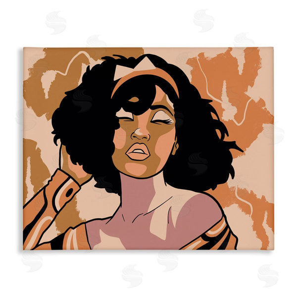 stupell industries Marcus Prime | Disco Party Abstract Female Portrait Orange Patterns Wall Art