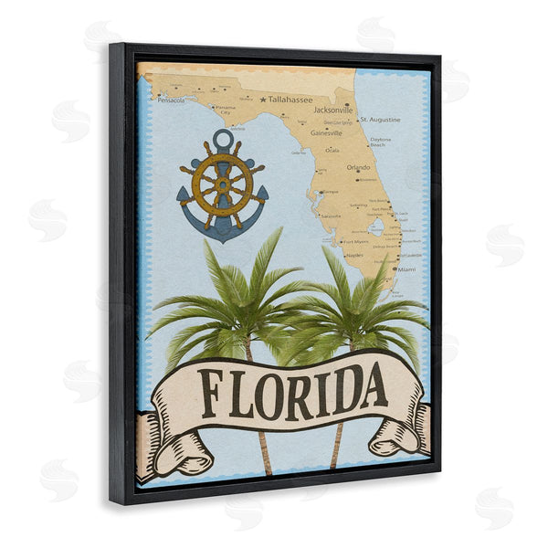 Stupell Industries Marcus Prime | Florida Map Palm Trees