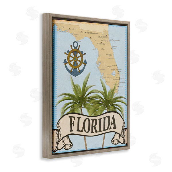 Stupell Industries Marcus Prime | Florida Map Palm Trees