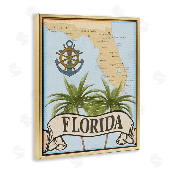 Stupell Industries Marcus Prime | Florida Map Palm Trees