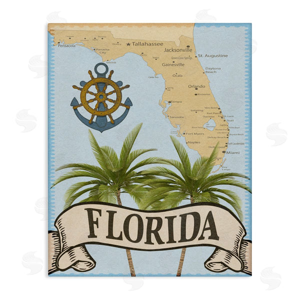 stupell industries Marcus Prime | Florida Map Palm Trees