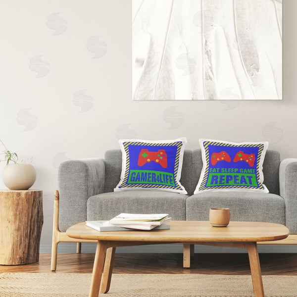 Stupell Industries Marcus Prime | Gamer Quotes With Stripes Printed Throw Pillow Set