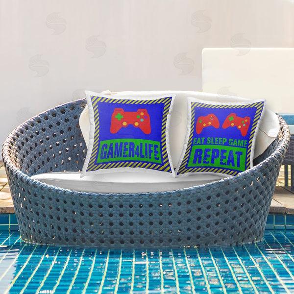 Stupell Industries Marcus Prime | Gamer Quotes With Stripes Printed Throw Pillow Set