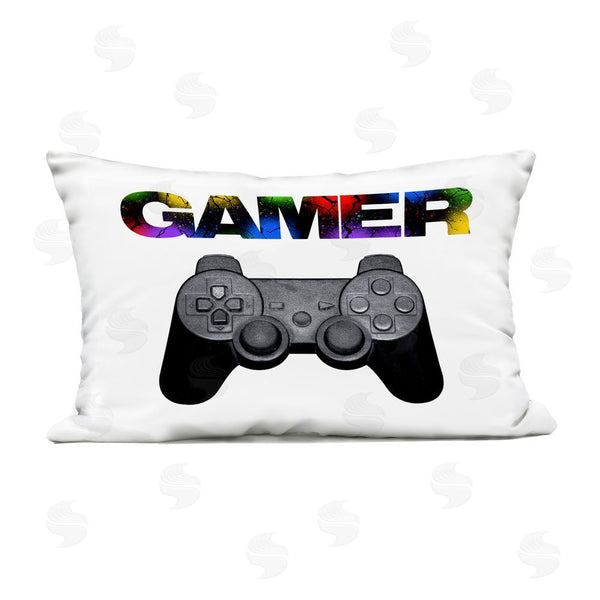 Stupell Industries Marcus Prime | Gamer With Rainbow Splatter Printed Throw Pillow