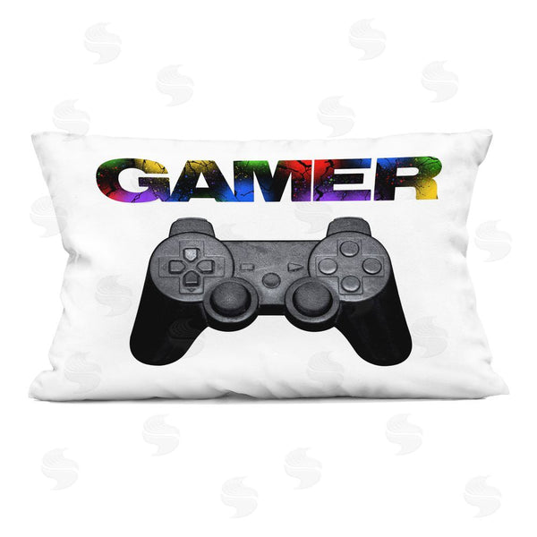 stupell industries Marcus Prime | Gamer with Rainbow Splatter Printed Throw Pillow