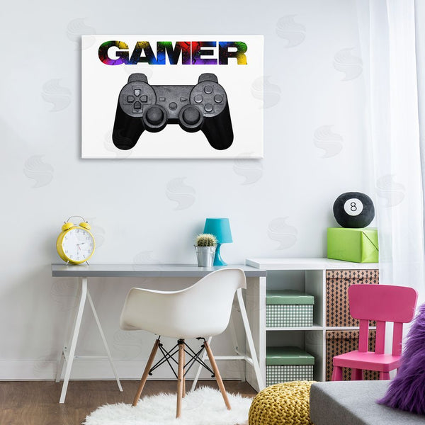 Stupell Industries Marcus Prime | Gamer With Rainbow Splatter Wall Art