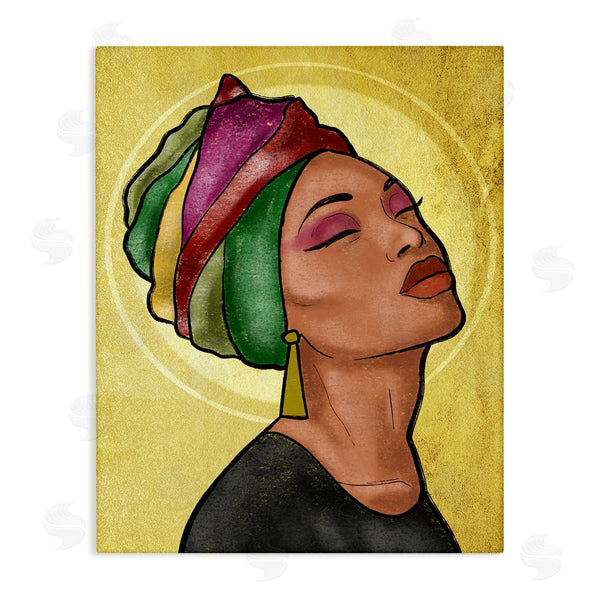 stupell industries Marcus Prime | Glamour Woman Portrait Fashion Cosmetics and Headwrap Wall Art