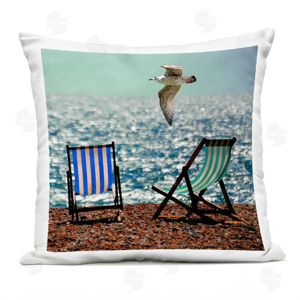 Stupell Industries Marcus Prime | Glorious Flight Beach Chairs Printed Throw Pillow