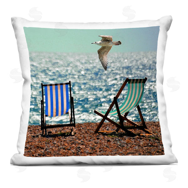 stupell industries Marcus Prime | Glorious Flight Beach Chairs Printed Throw Pillow