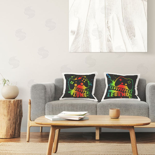 Stupell Industries Marcus Prime | Gradient Gaming Phrases Printed Throw Pillow Set