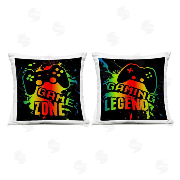 Stupell Industries Marcus Prime | Gradient Gaming Phrases Printed Throw Pillow Set