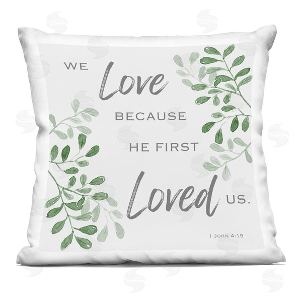 stupell industries Marcus Prime | He First Loved Botanicals Printed Throw Pillow