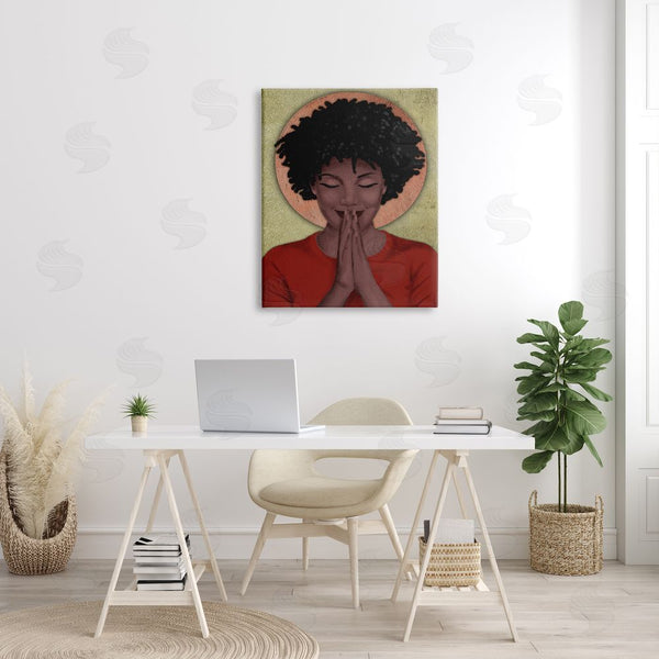 Stupell Industries Marcus Prime | Hopeful Woman In Prayer Geometric Sun Shape Wall Art