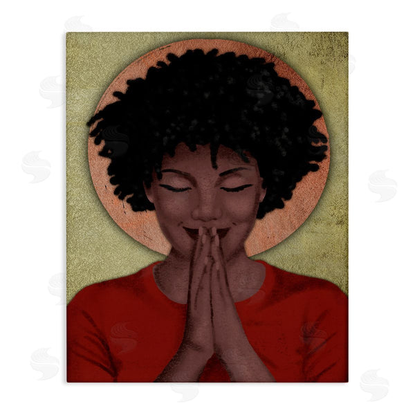 stupell industries Marcus Prime | Hopeful Woman in Prayer Geometric Sun Shape Wall Art