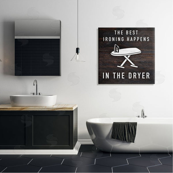 Stupell Industries Marcus Prime | Ironing Dryer Laundry Quote Text Grain Pattern Wall Art