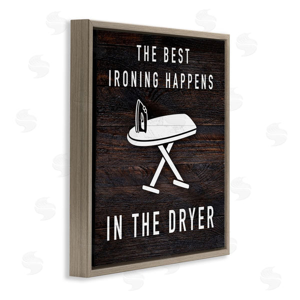 Stupell Industries Marcus Prime | Ironing Dryer Laundry Quote Text Grain Pattern Wall Art