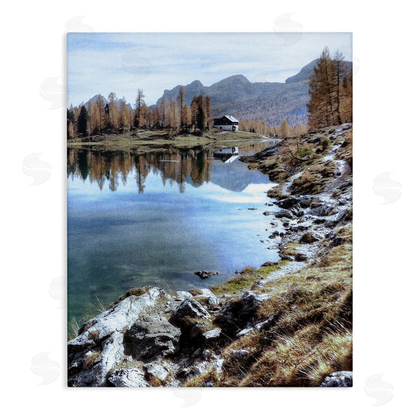 stupell industries Marcus Prime | Lake Cabin Forest Landscape