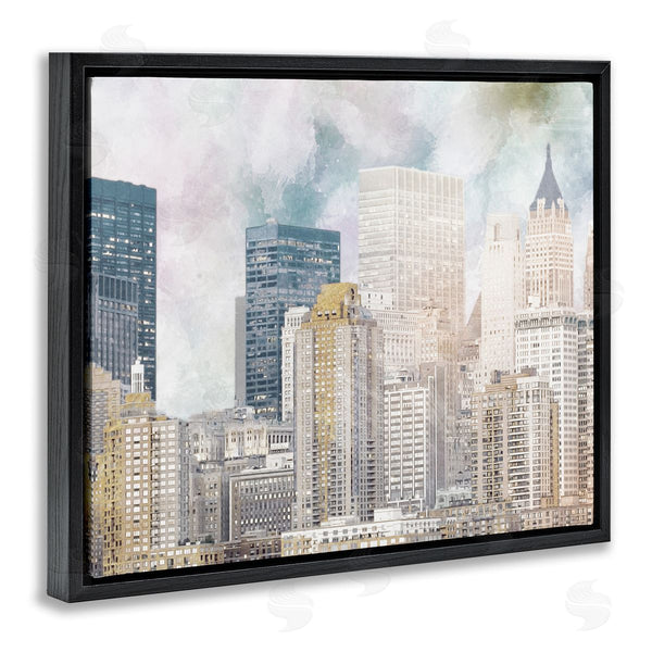 Stupell Industries Marcus Prime | Layered Pastel Cityscape Buildings City Skyline Architecture Wall Art