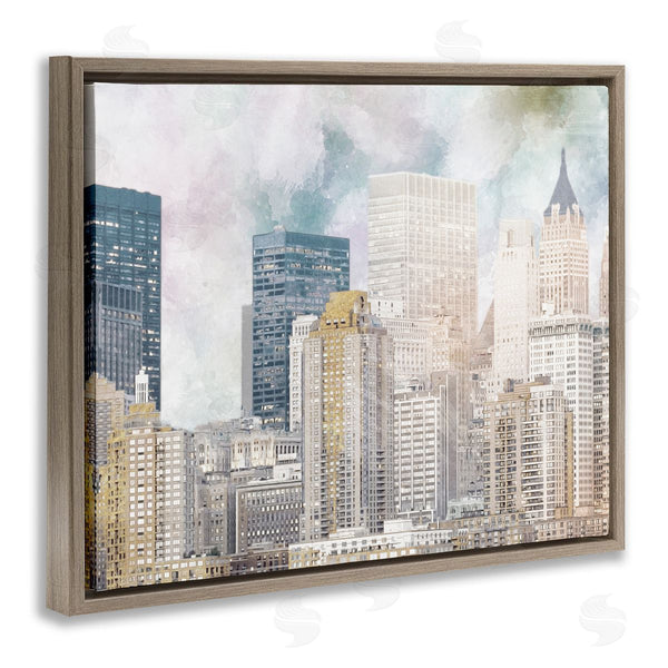 Stupell Industries Marcus Prime | Layered Pastel Cityscape Buildings City Skyline Architecture Wall Art