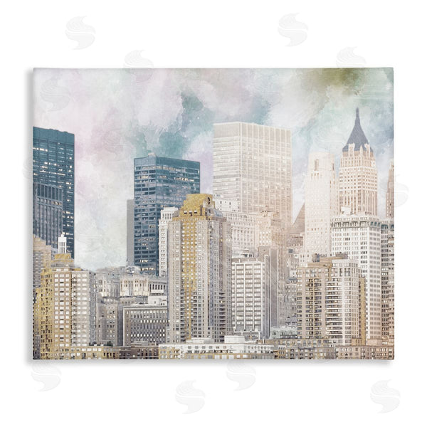 stupell industries Marcus Prime | Layered Pastel Cityscape Buildings City Skyline Architecture Wall Art