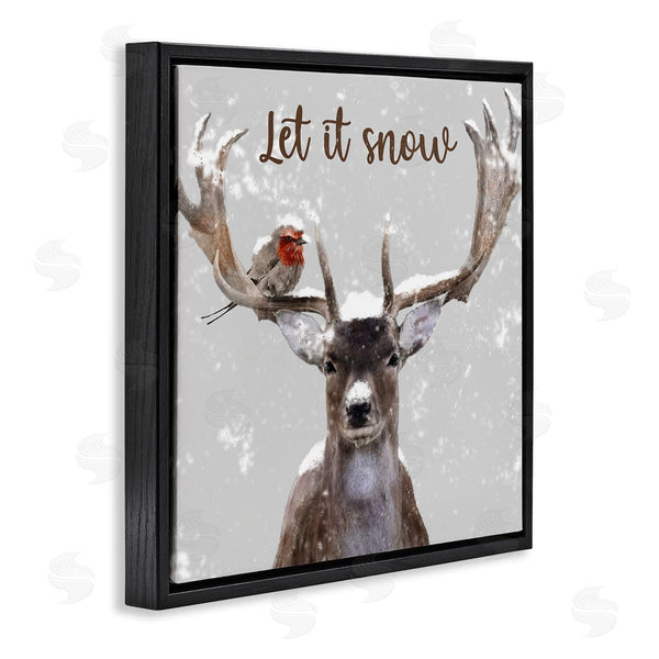 Stupell Industries Marcus Prime | Let It Snow Winter Bird Perched Deer Antlers Wall Art